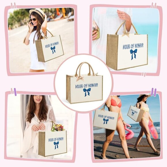 Bride Tote Bag Canvas Large Capacity Bridal Shower Gift Reusable Stylish - Picture 6 of 6